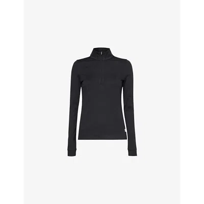 Vuori Womens Halo Essential Half-zip Stretch-woven Top Black Heather