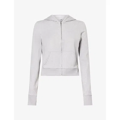 Vuori Womens Halo Mini Full-zip Stretch-jersey Hoody Pale Grey Heather In White