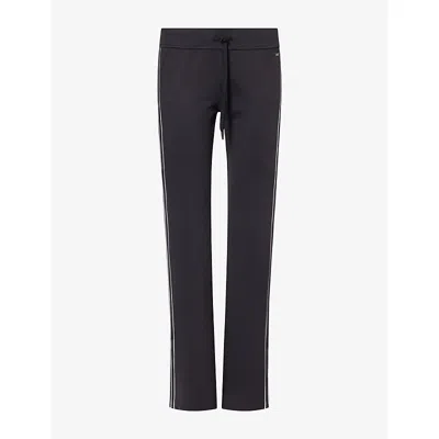 Vuori Womens Halo Side-stripe Slim-fit Stretch-jersey Trousers Solid Black Xl