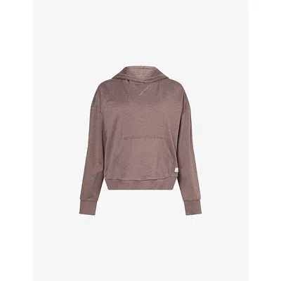 VUORI WOMENS HUCKLEBERRY HEATHER HALO MODERN REGULAR-FIT STRETCH-WOVEN HOODIE