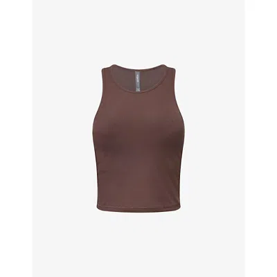 Vuori Womens Java Pose Plyo Stretch-knit Top In Brown