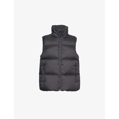 Vuori Womens Hillside Logo-patch Padded Shell-down Recycled-polyester Gilet Black