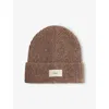 Vuori Womens Nutmeg Heather Label Ribbed Knitted Bean In Brown