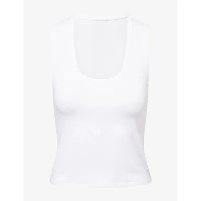 Vuori Womens White Halo Essential Scoop-neck Stretch-jersey Tank Top