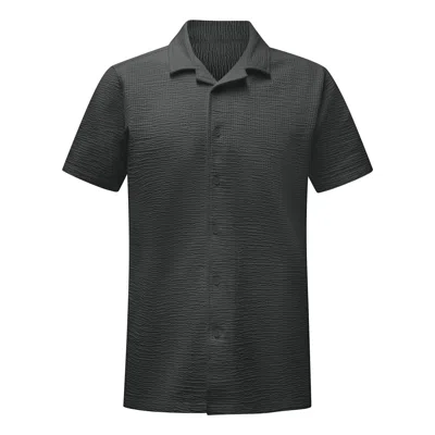 Vustra Black Waffle Knit Camp Shirt For Men