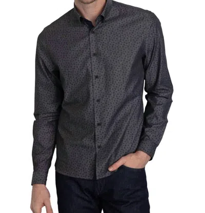 Vustra Button Down Cotton Long Sleeve Shirt In Dark Grey In Gray