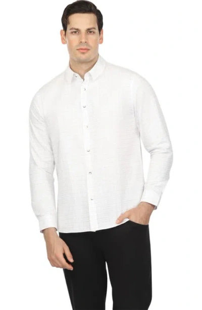 Vustra Check Long Sleeve Shirt In White