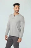 Vustra Chiseled Stone Long Sleeve Henley In Grey