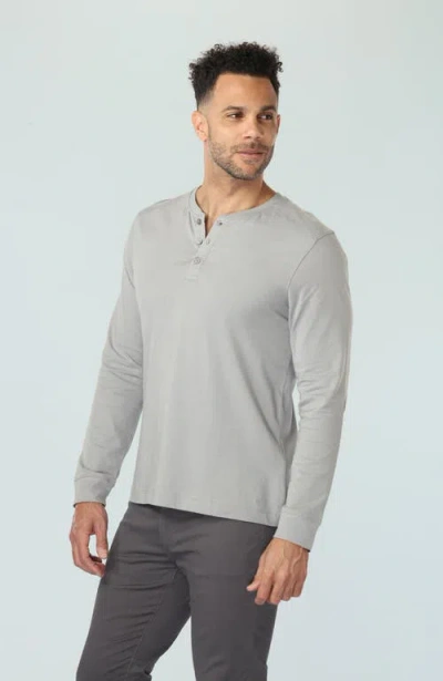 Vustra Chiseled Stone Long Sleeve Henley In Grey