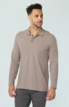Vustra Driftwood Long Sleeve Polo In Brown