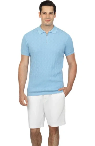 Vustra Knit Short Sleeve Polo In Light Blue