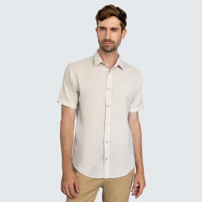 Vustra Linen Fabric Short Sleeve Shirt In Light Beige