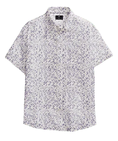 Vustra Men's Azure Bloom Floral Short Sleeve Button-down Shirt In Purple