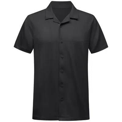 Vustra Men's Black Jersey Knit Camp Shirt