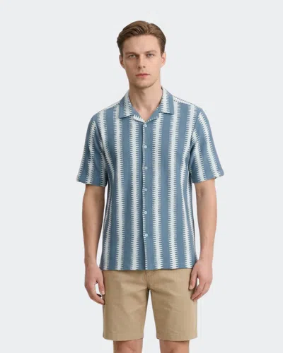 Vustra Men's Blue Coastal Breeze Zigzag Stripe Shirt