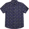 Vustra Men's Neutrals / Blue On The Rocks Button-down Linen Shirt - Navy In Blue