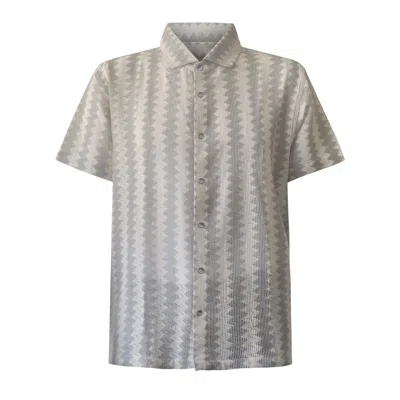 Vustra Men's Pastel Green Chevron Crochet Button-down Shirt In Gray