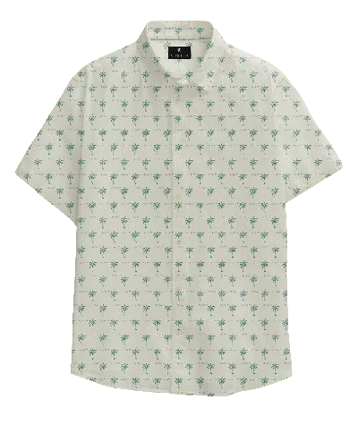 Vustra Men's Tropical Palm Print Short-sleeve Button-down Shirt In White
