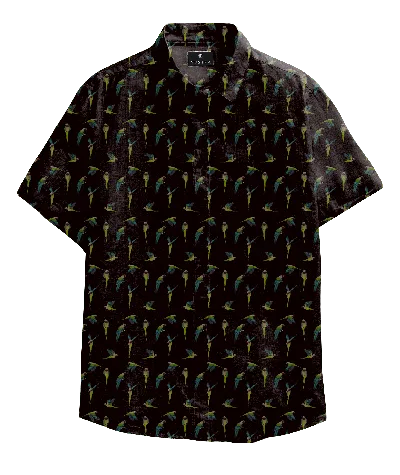 Vustra Men's Tropical Parrot Print Short-sleeve Button-down Shirt In Black