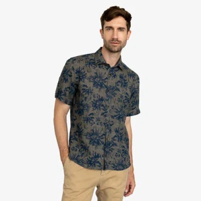 Vustra Printed Linen Shirt In Blue