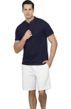 Vustra Short Sleeve Henley In Navy