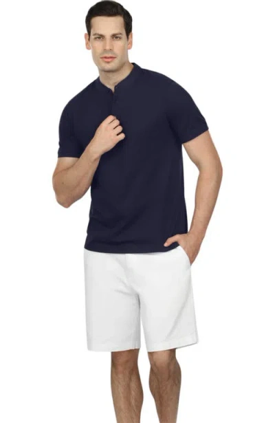 Vustra Short Sleeve Henley In Navy