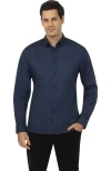Vustra Sierra Heights Print Button-down Shirt In Navy