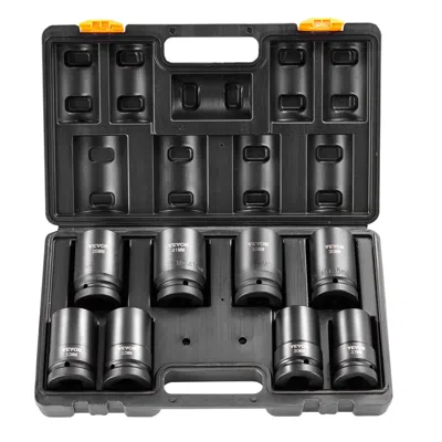 Vvor 1" Drive Impact Socket Set, 8 Piece Deep Socket Set Metric 27-41mm, 6 Point Cr-mo Alloy Steel For Au In Black