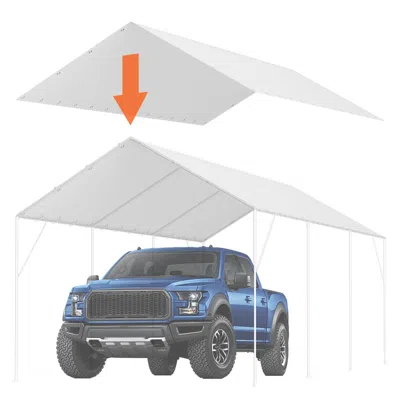 Vvor 10 X 20 Ft Carport Replacement Canopy Cover, Garage Top Tent Shelter Tarp Heavy-duty Waterproof & Uv In White