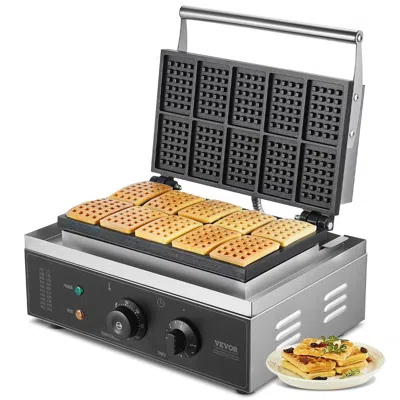 Vvor 10pcs Commercial Waffle Maker Rectangle Waffle Baker Machine 1550w
