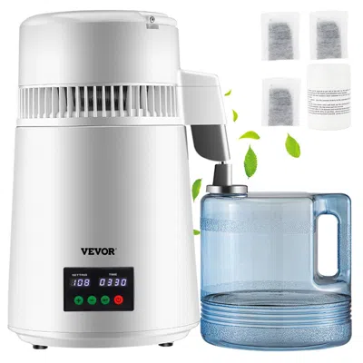 Vvor 1.1gal Water Distiller, 0.3gal/h, 750w Distilled Water Maker Machine 0-99h Timing Set Temp Display,  In White