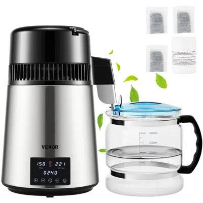 Vvor 1.1gal Water Distiller, 0.4gal/h, Distilled Water Maker Machine 1750w 0-99h Timing Dual Temp Display In Black