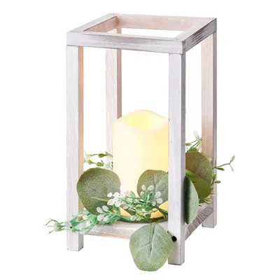 Vvor 36 Pcs Wooden Wedding Lantern Centerpiece, Includes 12 Wooden Lantern Candle Holder 12 Flameless Led In White