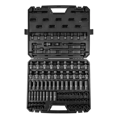 Vvor 3/8" Drive Impact Socket Set, Sae 1/4"-3/4" & Metric 6-19mm 90 Piece Socket Set, 6 Point Cr-mo Alloy In Black