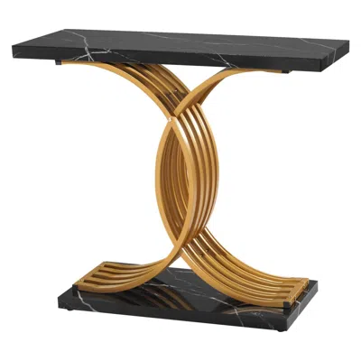 Vvor 39 In Gold Console Table, Modern Desk Behind The Couch, Wood Rectangle Entrance Desk, Narrow Long So