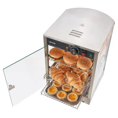 Vvor 3-tier Commercial Food Warmer Display, 800w Food Display Warmer With Led Light, Adjustable Shelf And