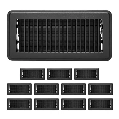 Vvor 4 X 10 Inch Floor Registers, 12-pack Vent Grilles, Havc Heavy-duty Walkable Iron Floor Vents, Easily In Black