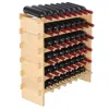 Vvor 48 Bottle Stackable Modular Wine Rack, 6-tier Solid Bamboo Wood Storage Racks, Floor Freestanding Wi In Black