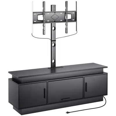 Vvor 60" Tv Stand With Mount For Up To 75 In Tvs, Entertainment Center With Power Outlet & Led Lights, He In Black