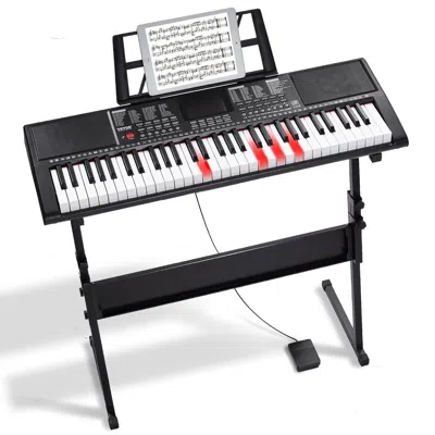 Vvor 61 Key Digital Keyboard Piano, Lighted Keys, Electric Portable Piano With Adjustable Stand 600 Tones
