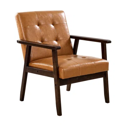 Vvor Accent Chair, Mid Century Modern Armchair With Solid Wood Frame And Non-slip Legs, Upholstered Leisu