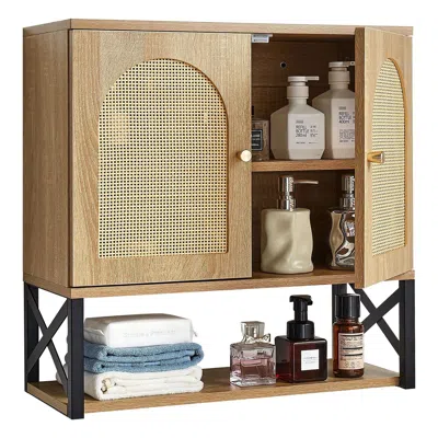 Vvor Bathroom Wall Cabinet, With 2 Doors And Adjustable Shelf, Over The Toilet Storage Medicine Cabinet W In Brown