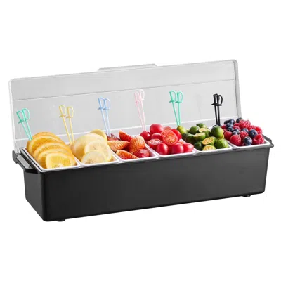 Vvor Chilled Condiment Server, 6 Compartment Ice Cooled Condiment Serving Container, Chilled Garnish Tray