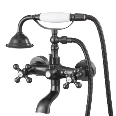 Vvor Clawfoot Tub Faucet, Wall Mount Bathtub Faucets With Handheld Shower, Vintage Oil-rubbed Bronze Claw In Black