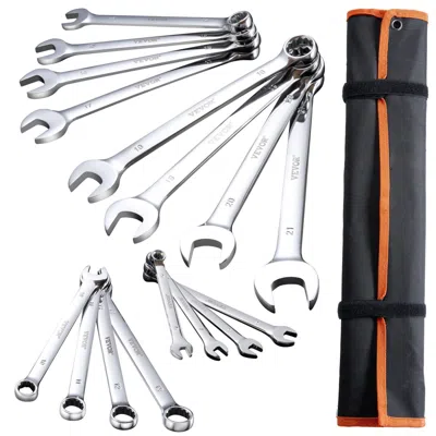 Vvor Combination Wrench Set, 25-piece Open End Wrench Set With Roll-up Pouch, Carbon Steel Wrench Set Met In Silver