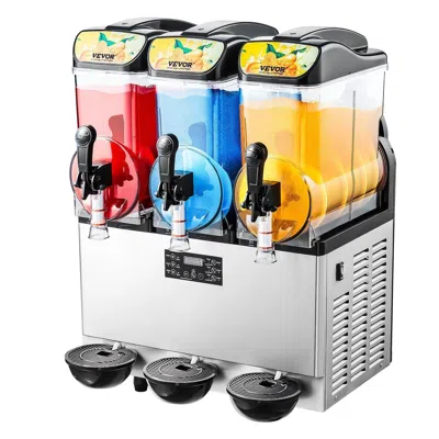 Vvor Commercial Frozen Drink Maker, 15lx3 Triple Tank Slushy Machine, 180 Cups Stainless Steel Margarita 