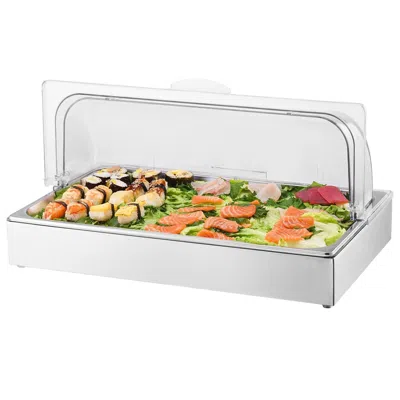 Vvor Countertop Food Serving Display Container, 1 X 1 Pan Stainless Steel Food Serving Tray, Buffet Condi In Silver