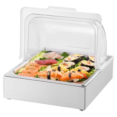 Vvor Countertop Food Serving Display Container, 1 X 1/2 Pan Stainless Steel Food Serving Tray, Buffet Con In White