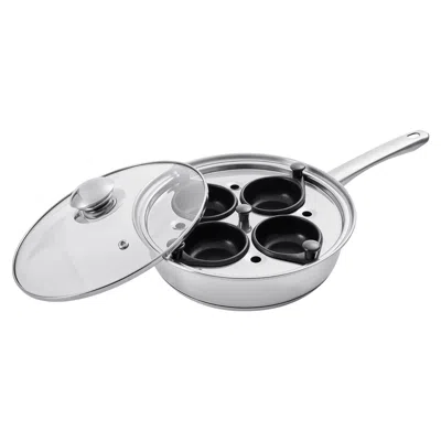Vvor Egg Poacher Pan, 4-cup Poached Egg Maker, Stainless Steel Poaching Pan And Frying Skillet, With 4 No