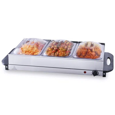Vvor Electric Buffet Server & Food Warmer, 25.6" X 15" Portable Stainless Steel Chafing Dish Set With Tem In White